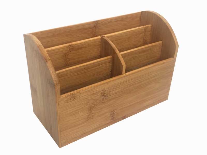 Premium Handcrafted Bamboo Desktop Organizer with 5 Compartments